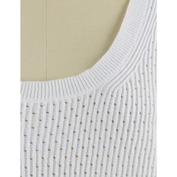 ELIE TAHARI NOVELTY STITCH WHITE COTTON SWEATER - Picture 4 of 10